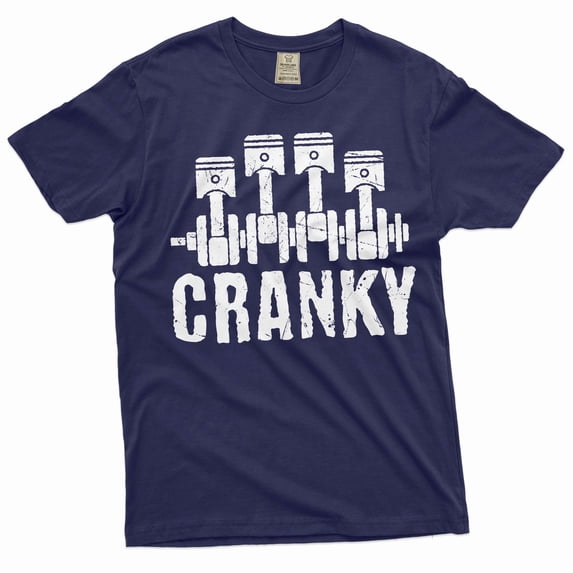 Men's funny Mechanic Tee Cranky Shirt Car Engine Tee Dad Tee Mechanics Shirt (4X-Large Navy Blue)