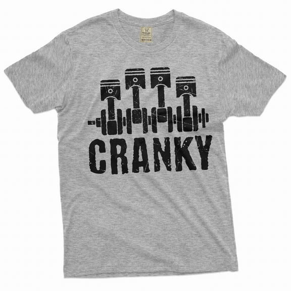 Men's funny Mechanic Tee Cranky Shirt Car Engine Tee Dad Tee Mechanics Shirt (X-Large Grey)