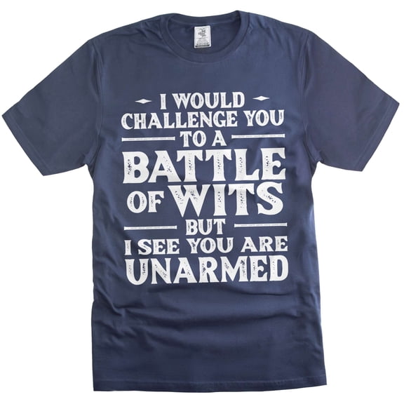 Mens battle of wits t-shirt funny saying tee sarcastic gifts humorous shirt birthday gift (Large Navy Blue)