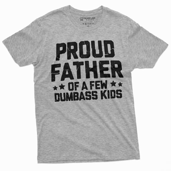 Men's funny dad of few dumbass kids t-shirt girls boys father's day humorous gift tee (Large Grey)