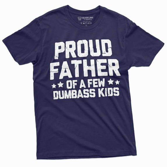 Men's funny dad of few dumbass kids t-shirt girls boys father's day humorous gift tee (Medium Navy Blue)