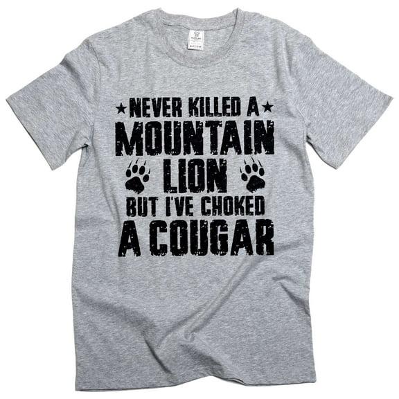 Men's funny humorous shirt I've choked cougar shirt humor joke tee shirt for him (Small Grey)