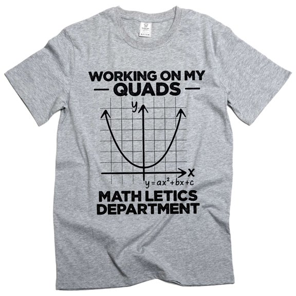 Men's funny working on my quads math letics T-shirt science gym workout mathematics tee (4X-Large Grey)