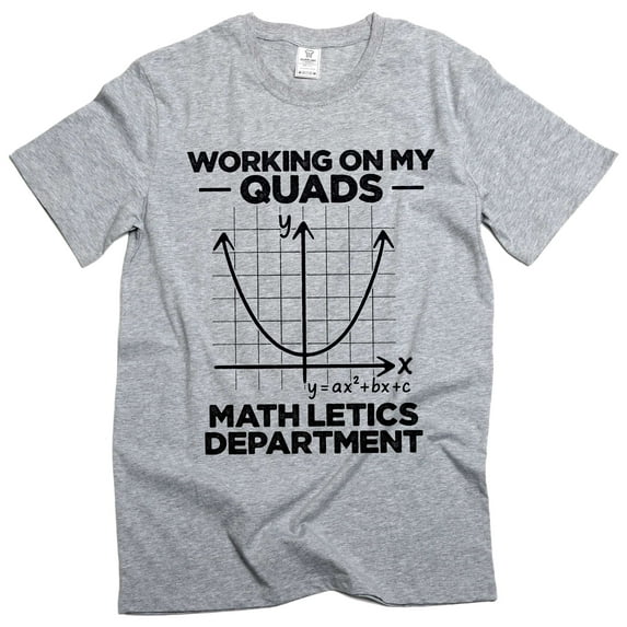 Men's funny working on my quads math letics T-shirt science gym workout mathematics tee (Large Grey)