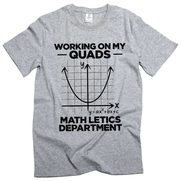 Men's funny working on my quads math letics T-shirt science gym workout mathematics tee (Small Grey)