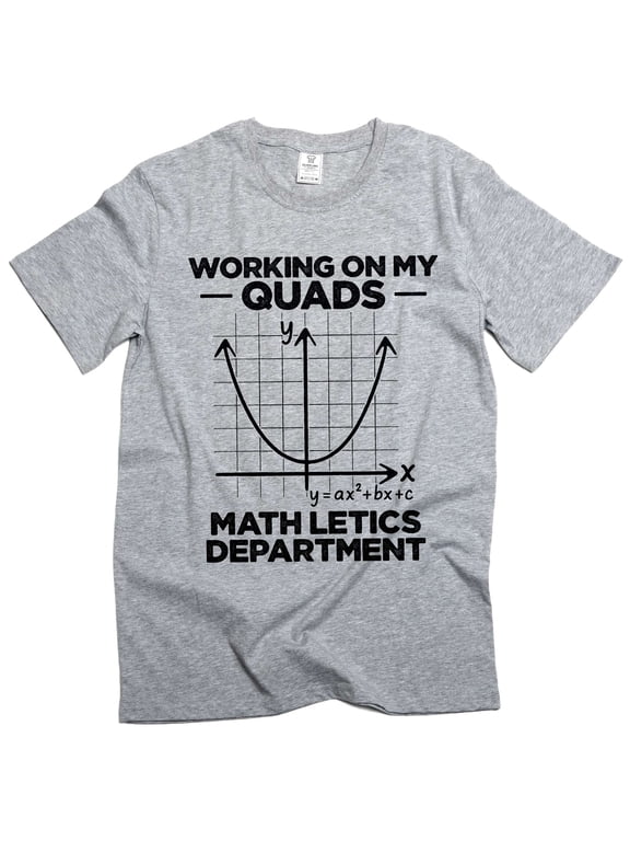 Men's funny working on my quads math letics T-shirt science gym workout mathematics tee (Small Grey)