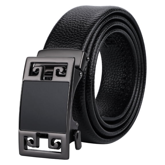 Men's genuine leather belt, first layer cowhide automatic buckle belt, men's business casual black genuine new belt.