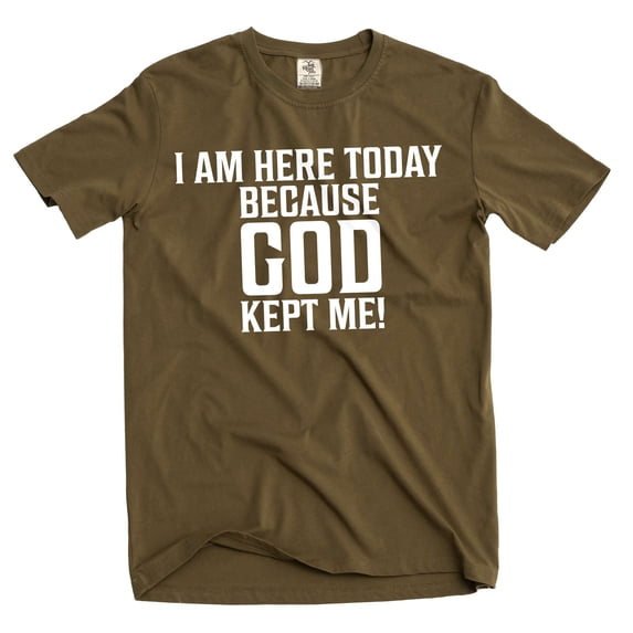 Men's god kept me tee shirt religious Christian Jesus Christ Church motiovational tee shirt (Medium Military Green)