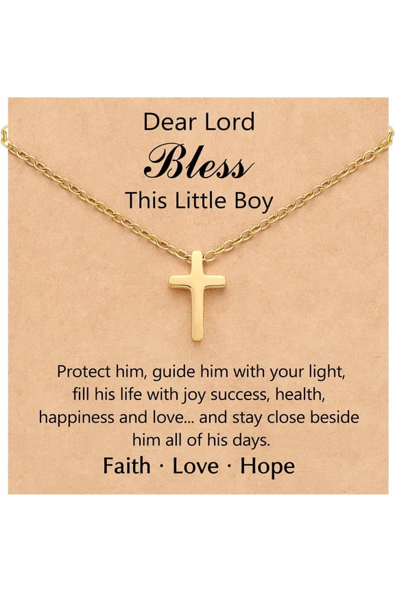 Men's gold cross necklace, perfect as a gift for Christmas, baptisms, and birthdays