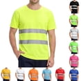 thumbnail image 1 of Men's high vis shirts Quick Dry Hi Vis Reflective Safety Short Sleeve Shirts Construction Work Shirts with Reflective Strips Fluorescent Green M, 1 of 7