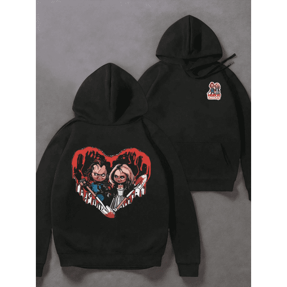 Men's horror movie print casual and comfortable hoodie, casual and versatile in autumn and winter(3XL)