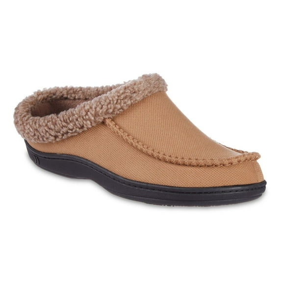 Men's isotoner Lewis Recycled Fleece Lining Memory Foam Clog Slippers Color: Buckskin Size: LARGE