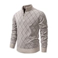 thumbnail image 1 of Men's knitted top,sweater, long-sleeved pullover with zipper, pure color stand collar spring and autumn jacket, 1 of 7