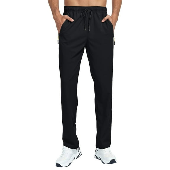 Men's lightweight jogging pants, quick drying sports hiking pants, suitable for men, with zippered pockets Black 3XL