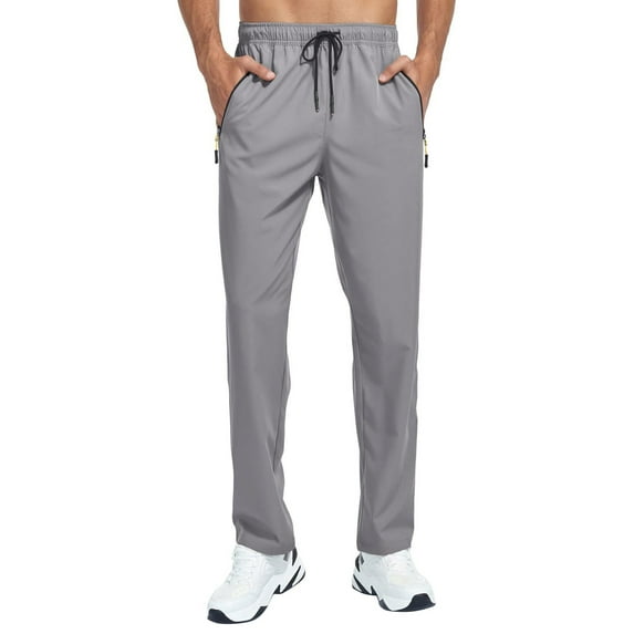 Men's lightweight jogging pants, quick drying sports hiking pants, suitable for men, with zippered pockets Light Gray L