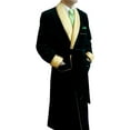 thumbnail image 1 of Men's long Smoking Jacket Black Velvet Robe Quilted Robe Dressing Gown, 1 of 3