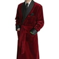 thumbnail image 1 of Men's long Smoking Jacket Maroon Velvet Robe Quilted Robe Dressing Gown, 1 of 3