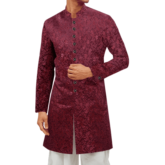 Men's long-sleeve Kurta coat, Indian ethnic royal suit, stand collar, wedding and festive party blazer