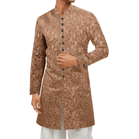 Men's long-sleeve Kurta coat, Indian ethnic royal suit, stand collar, wedding and festive party blazer