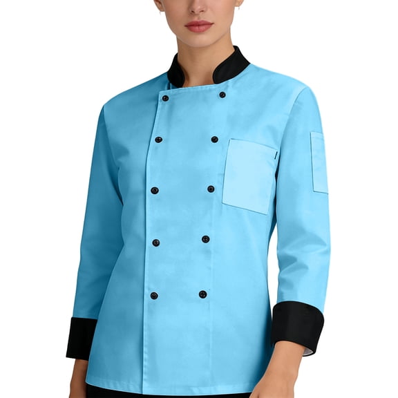 Men's long-sleeve chef jacket, breathable restaurant kitchen workwear