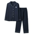 thumbnail image 1 of Men's long sleeved and long pants home suit with chest pocket, casual style pajama set, 1 of 7
