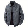 thumbnail image 1 of Men's long-sleeved, fashionable lapel silhouette jacket, spring and autumn retro leather jacket, men's casual and versatile jacket, comfortable and everyday men's jacket, 1 of 5