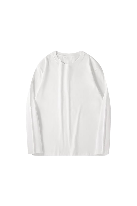 Men's long-sleeved shirts, cotton crew neck shirts, casual light T-shirts