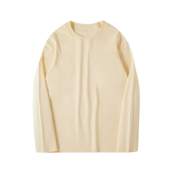 Men's long-sleeved shirts, cotton crew neck shirts, casual light T-shirts