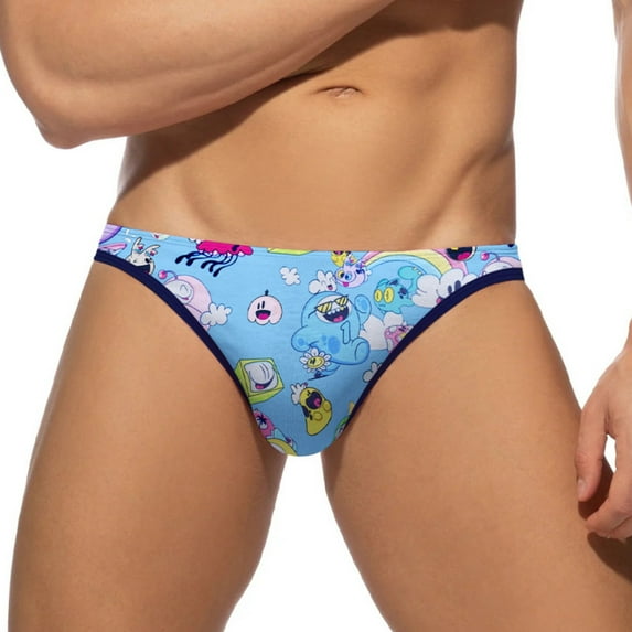 Men's low-waist sexy stretch anime small triangle panties 2pcs