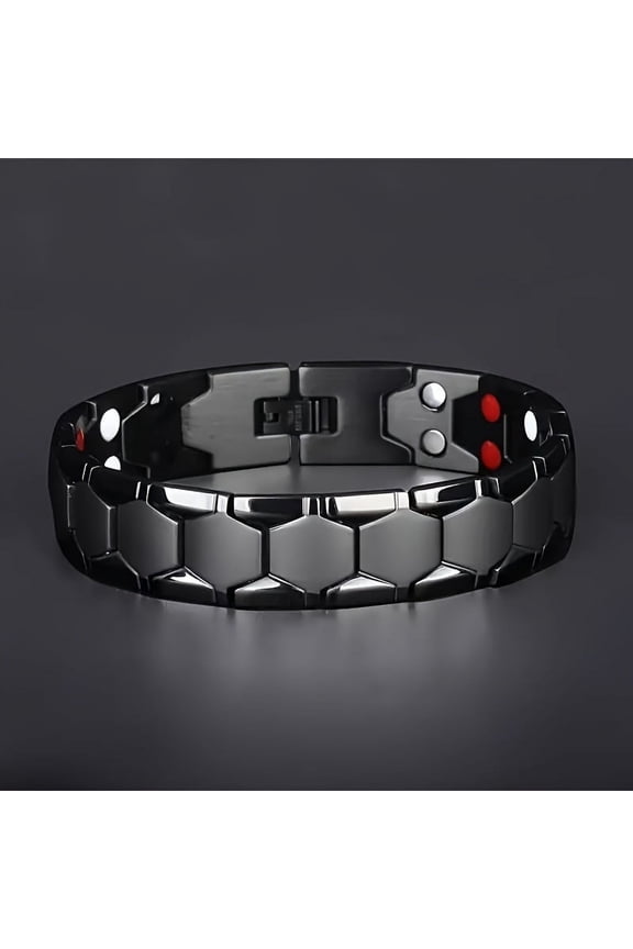 Men's magnetic titanium steel sleeve buckle bracelet, 4 -in -1 energy handband, not easy to allergic, waterproof, durable fashion wristband -ideal Father's Day gift,Alloy