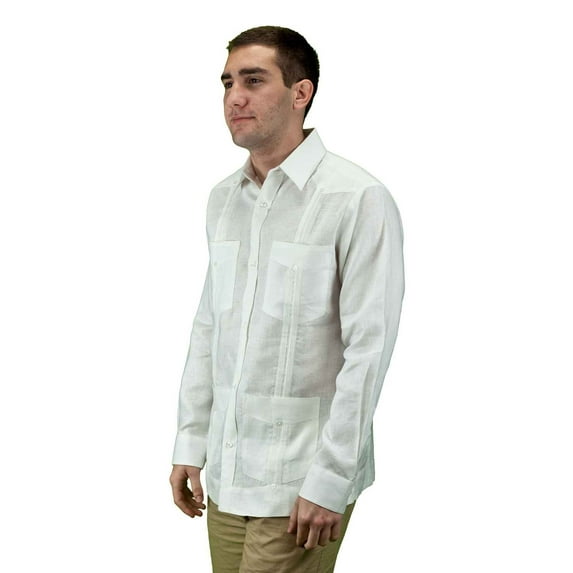Men's mexican wedding shirt, linen guayabera shirt SIZE:S COLOR:WH