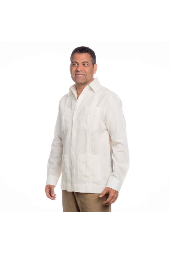 Men's mexican wedding shirt, linen guayabera shirt SIZE:XL COLOR:IV