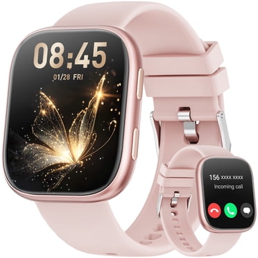 Smart Watch Fits for Android & iPhone, 1.85 inch Fitness Tracker, Men Womens Smartwatch with Make/Answer Calls/Message Reminder/100  Sports Models, IP68 Waterproof Pedometer Watch, Perfect Gift, Pink