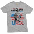 thumbnail image 1 of Men's my pronouns are USA Funny patriotic T-shirt Washington 4th of July shirt (X-Large Grey), 1 of 7