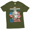 thumbnail image 1 of Men's my pronouns are USA Funny patriotic T-shirt Washington 4th of July shirt (X-Large Military Green), 1 of 7