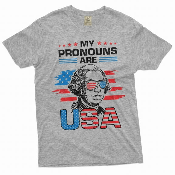Men's my pronouns are USA Funny patriotic T-shirt Washington 4th of July shirt (XX-Large Grey)