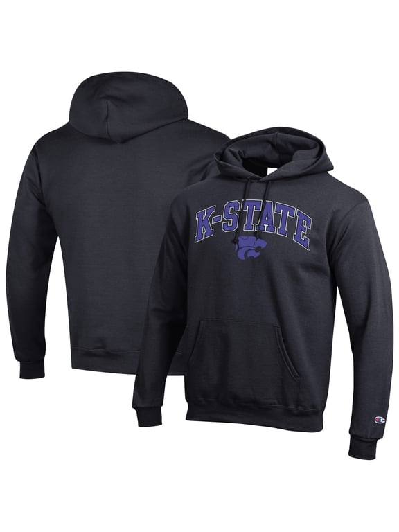 Men's-Champion Black Kansas State Wildcats Arch Over Logo Pullover Hoodie