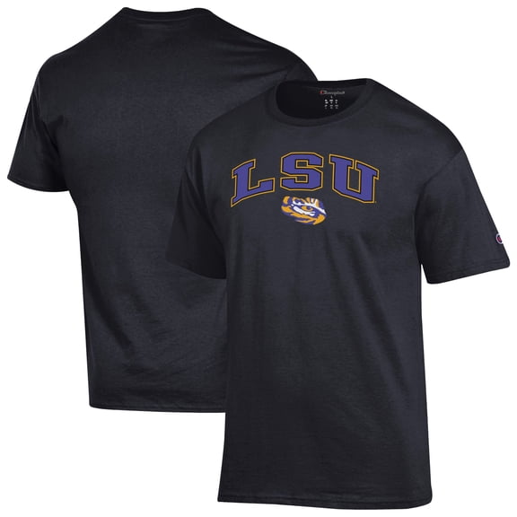 Men's-Champion  Black LSU Tigers Arch Over Logo T-Shirt