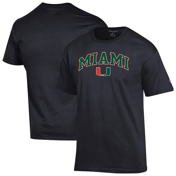Men's-Champion  Black Miami Hurricanes Arched Logo T-Shirt