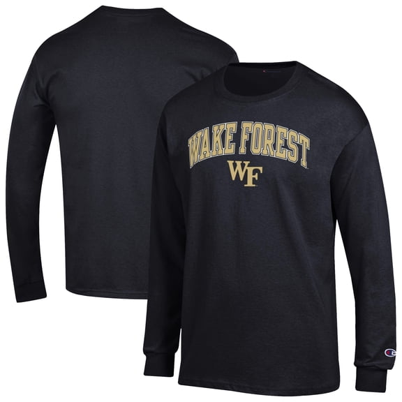 Men's-Champion  Black Wake Forest Demon Deacons Arch Over Logo Long Sleeve T-Shirt
