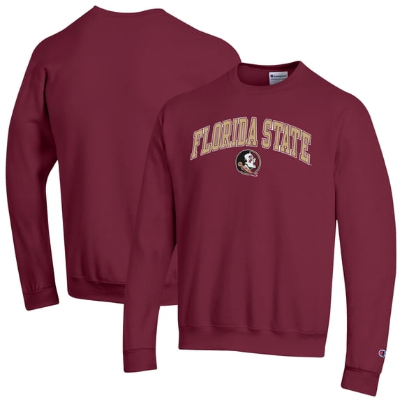 Men's-Champion Garnet Florida State Seminoles Arch Over Logo Pullover Sweatshirt