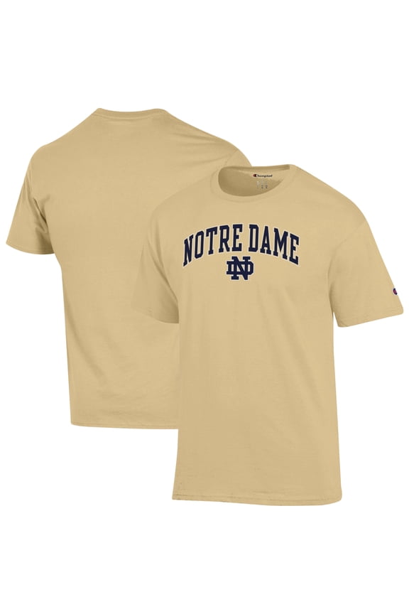 Men's-Champion Gold Notre Dame Fighting Irish Arch Over Logo T-Shirt