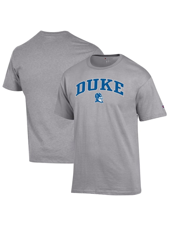Men's-Champion Heather Gray Duke Blue Devils Arch Over Logo T-Shirt