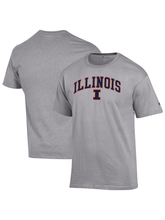 Men's-Champion Heather Gray Illinois Fighting Illini Arch Over Logo T-Shirt