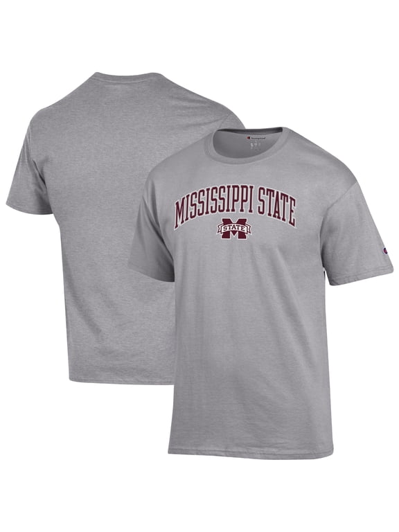 Men's-Champion Heather Gray Mississippi State Bulldogs Arch Over Logo T-Shirt