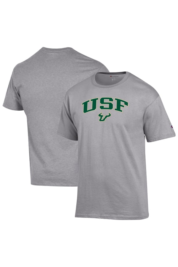 Men's-Champion Heather Gray South Florida Bulls Arch Over Logo T-Shirt