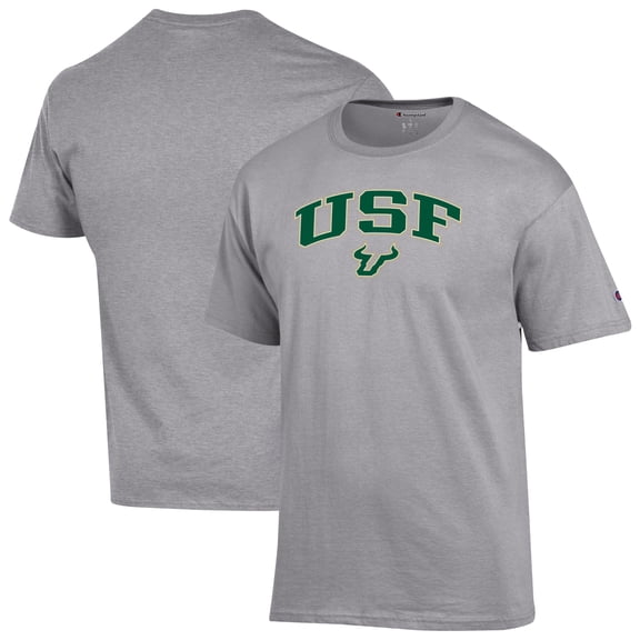 Men's-Champion  Heather Gray South Florida Bulls Arch Over Logo T-Shirt