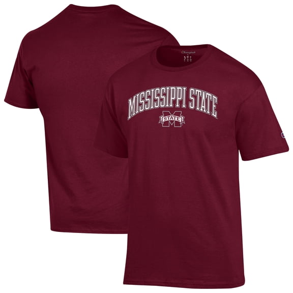 Men's-Champion Maroon Mississippi State Bulldogs Arch Over Logo T-Shirt