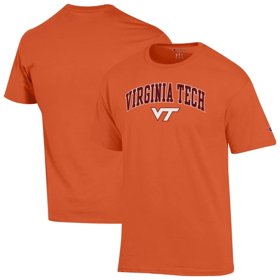 Men's-Champion Orange Virginia Tech Hokies Arched Logo T-Shirt