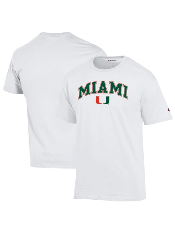 Men's-Champion White Miami Hurricanes Arch Over Logo T-Shirt